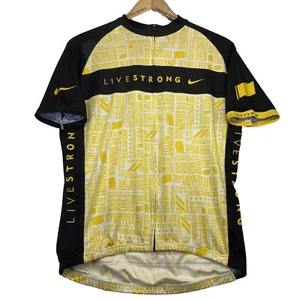 NIKE LIVESTRONG Mens Cycling White Bike Jersey XL Full Zipper Short Sleeve - Picture 1 of 7