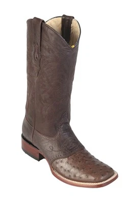 LOS ALTOS КОРИЧНЕВЫЙ ПОДЛИННЫЙ СТРАУС КВАДРАТНЫЙ НОСОК КОВБОЙСКИЕ САПОГИ (EE +) 8210307 - Изображение 1 из 3