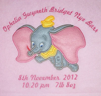OH SEW SIMPLE Disney Flying Dumbo Luxus personalisierte Applikation superweiche Fleecedecke
