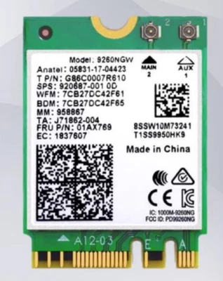 Intel AC9260NGW Bluetooth 5.1 WIN10 11 Network Card M.2/NGFF - Image 1 of 2