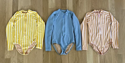 Лот 3 Crewcuts длинным рукавом купальники в полоску желтый розовый оранжевый девочек 12 J экипажа - Изображение 1 из 4