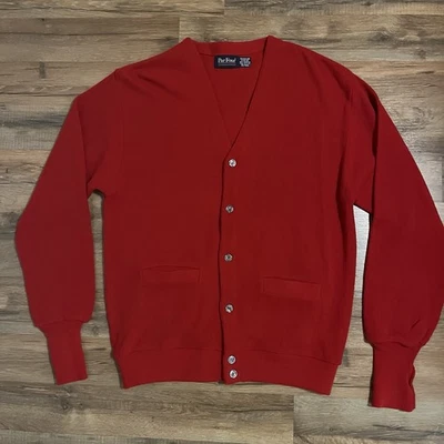 Vintage Par Four Cardigan Button Sweater Red Men's Medium Made In USA Mr. Rogers - Image 1 of 4