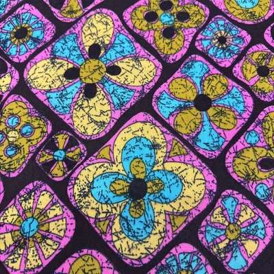 Tela tejida vintage funky retro años 60 rosa turquesa flores BT mitad Y #22 Foto 1 de 4