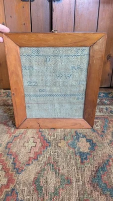Antique Early Country Primitive Hand Stitched Textile 1866 Sampler 13.5" Signed - Image 1 of 4
