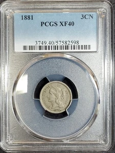 1881 3 Cent (Nickel) PCGS XF40 - Picture 1 of 2