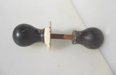 Antique Wooden Door Knobs Handles 1 Plate OId Wood Vintage - Image 1 of 4