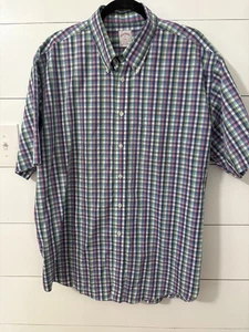 Brooks Brothers Hemd Herren XL Mehrfarbig Kariert Bügelfrei Kurzarm Button Down - Bild 1 von 5