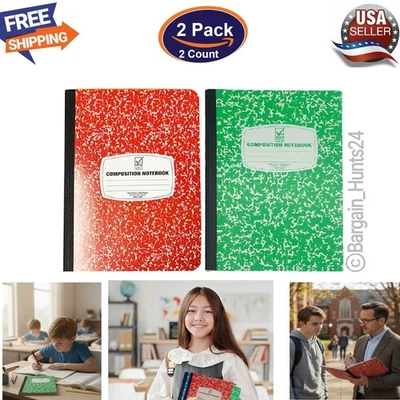 Composition Notebook, Wide Ruled Paper, 9-3/4"x7-1/2",  100 Sheets (Pack of 2) - Image 1 of 4