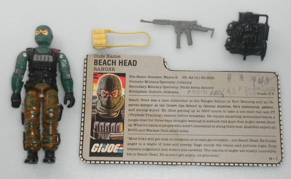 1986 Beach Head v1 Figure Vintage G.I. GI Joe 3.75 ARAH *Complete BROKEN READ* - Image 1 of 4