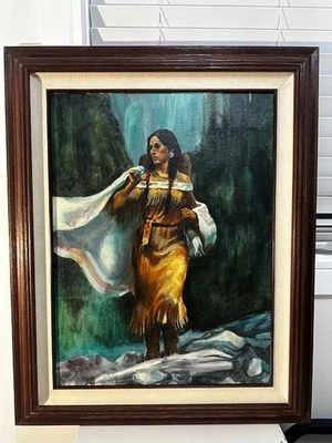 Stunning Native American Woman Original Oil Paintings on Canvas - Image 1 of 4