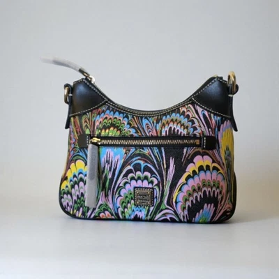 Dooney & Bourke Plumes Small Hobo Bag NWT Rare Print Black Multi Coated Canvas - Image 1 of 4