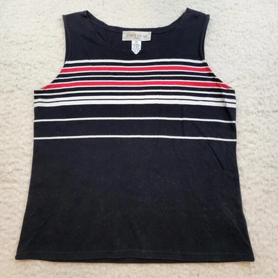 Camiseta sin mangas Jones Wear Sport vintage y2K XL tejida negra a rayas costera retro Foto 1 de 4