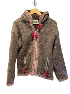 Waschsalon Wolle Pullover Jacke Herren Medium Full Zip Fleece gefüttert Nepal Braun - Bild 1 von 8