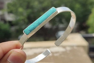 .925 Sterling Silver And Turquoise Cuff Bracelet Brand New ￼ - Picture 1 of 3