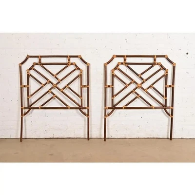 Cabeceros gemelos de ratán bambú moderno orgánico estilo McGuire, par Foto 1 de 4