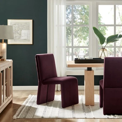 Emory Upholstered Performance Velvet Dining Side Chair in Mulberry - Image 1 of 4