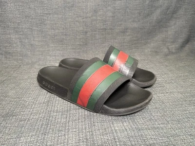 Men’s Gucci Pursuit 72 Slides Web Black/Green/Red - Size 10 Fair Condition - Image 1 of 4