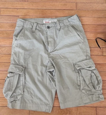American Eagle Cargo Shorts Mens 33 Beige Ripstop Longboard Hiking 12” Inseam - Image 1 of 3