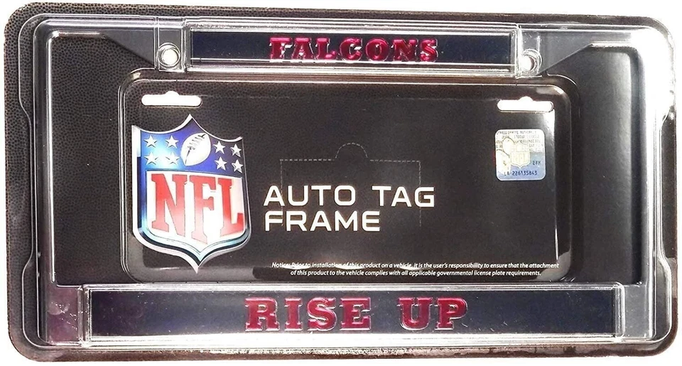Atlanta Falcons Metal License Plate Frame Chrome Tag Cover, Laser Acrylic... - Image 1 of 1