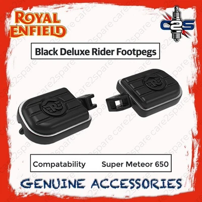 Black Deluxe Rider Footpegs for Royal Enfield Super Meteor 650 KXA00247 - Image 1 of 4