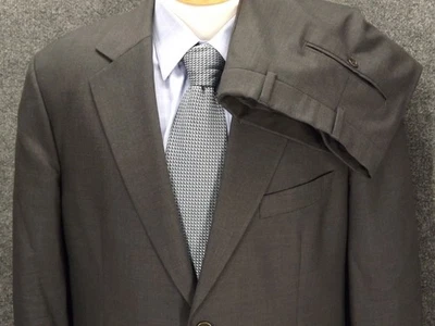 Brooks Brothers 346 Suit 42S Solid Gray Wool 36x26.5 Pleated Pants Cuff Stretch - Image 1 of 4