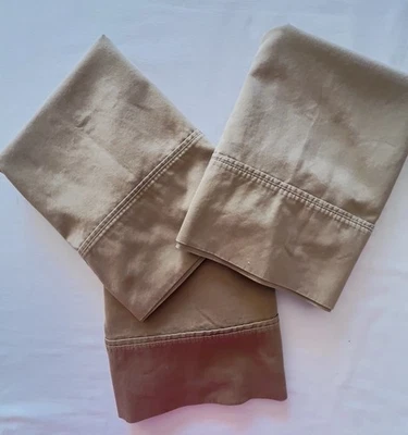 Lot 3 ROYAL VELVET Britannica Gold Khaki 100% Cotton Pillowcases Standard NICE - Image 1 of 4