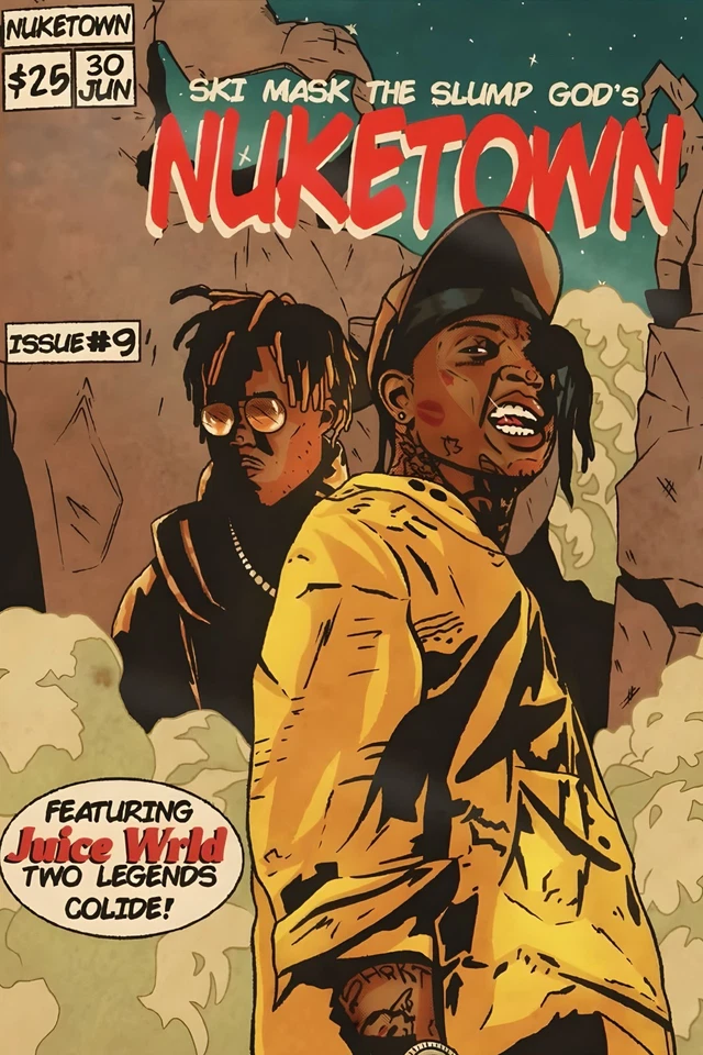 JUICE WRLD & SKI MASK Nuketown Comic Poster reprint 11x17 +FREE EXTRA POSTER - Image 1 of 1