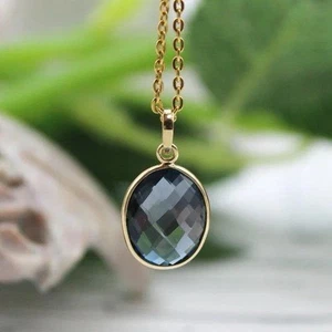 4CT Natural London Blue Topaz Pendant Only Solid 18k Yellow Gold Pendant Bezel - Picture 1 of 5