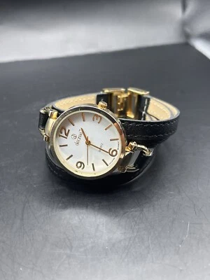 Reloj Decree Tono Dorado Cara Redonda Multi Trenzado Banda Negra Moderno ¡Funciona! Foto 1 de 4