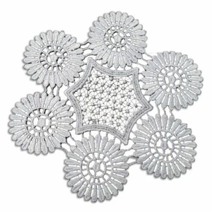 Hochwertig, weiß oder ecru, bestickt/guipure, Spitze Tischset, Deckchen Ø 24cm-9,4" - Bild 1 von 3