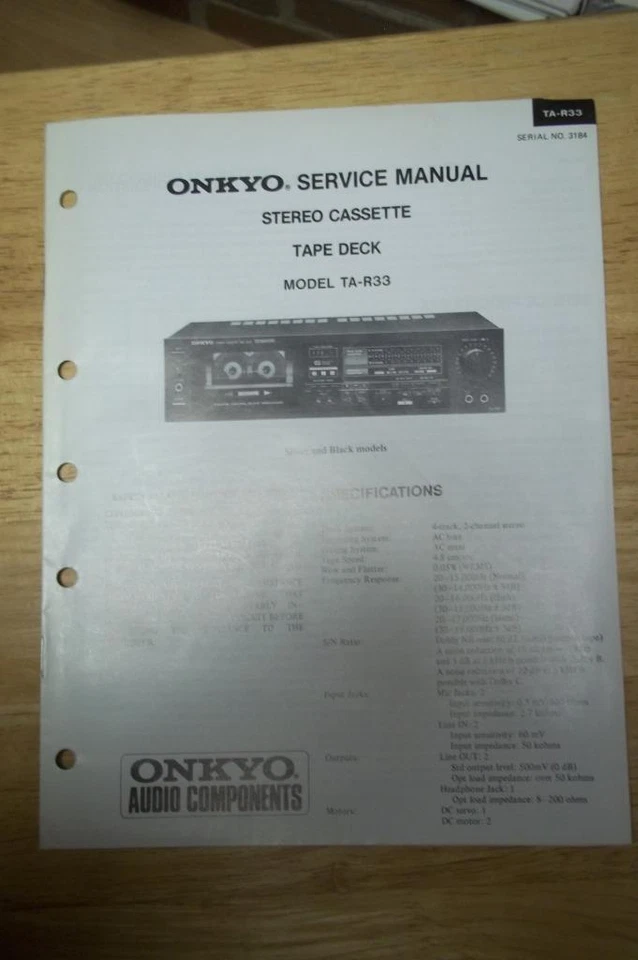 Onkyo Service Manual for the TA-R33 Cassette Tape Deck ~ Repair Manual - Image 1 of 1
