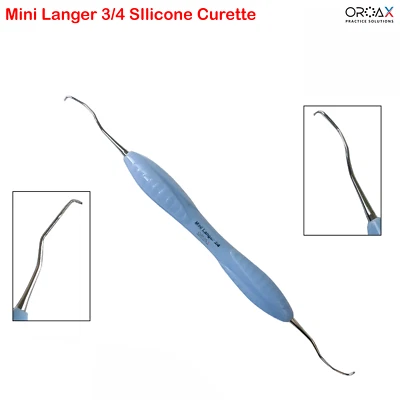 Minicureta dental Langer con mango de silicona, ideal para limpieza radicular. Foto 1 de 3