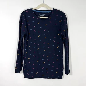 Craft + Flow Little Boy’s Size 7 Dark Navy Dinosaur Print Long Sleeve Cotton Tee - Picture 1 of 7