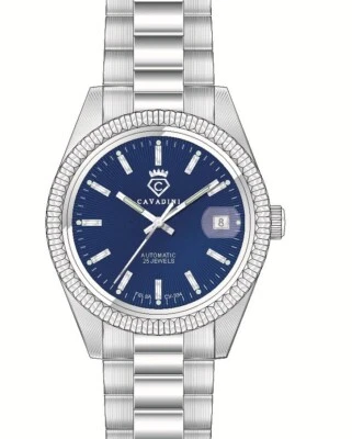 Reloj Automático Cavadini Calibe Felsa Hecho en Suiza CV-334 Leonardo Acero-Azul Foto 1 de 4