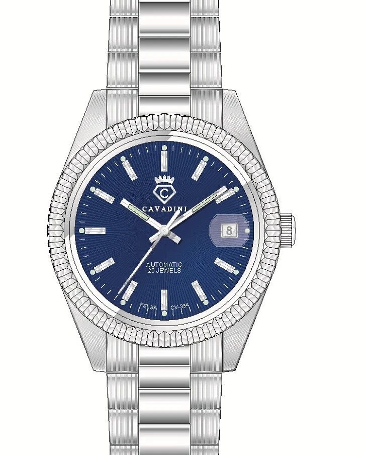 Cavadini Automatic Watch Leonardo Cv-334 Caliber Felsa Swiss Made Steel Silver