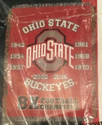 Ohio State University Buckeyes 8X Football Champions manta tejida 60”X46” Foto 1 de 3