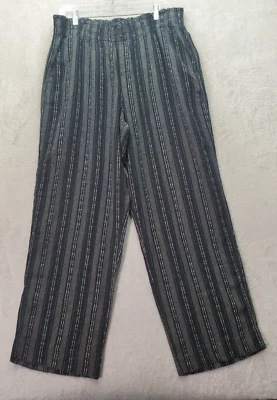 Briggs New York Pants Women's XL Black Striped Flat Front Elastic Waist Wide Leg - Image 1 of 4