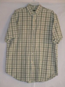 Maurices Men's Short Sleeve Button Down Green Plaid Collared Cotton Shirt Size L - Picture 1 of 8