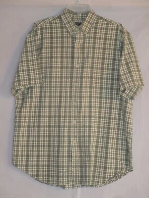 Maurices Men's Short Sleeve Button Down Green Plaid Collared Cotton Shirt Size L - Image 1 of 4