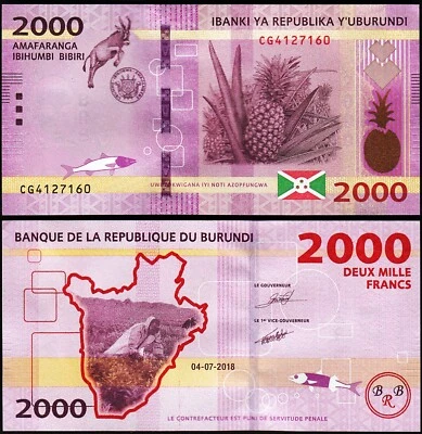 Burundi 2000 Francs 2018 (2019), UNC, P-New - Image 1 of 3