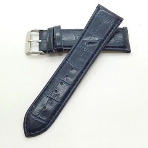 Correa reloj cuero estado usado correa azul 24mm acero hebilla 300378 - Imagen 1 de 4
