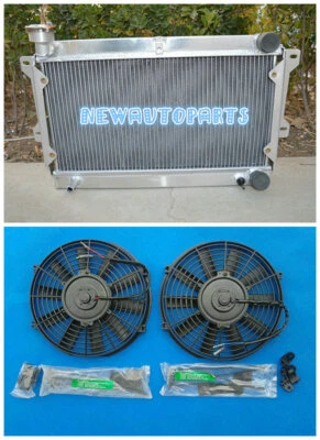 Radiador y ventiladores de aluminio para 68-73 Mazda R100 / Familia Rotary 1000 1200 1300 MT Foto 1 de 4