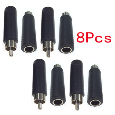 8pcs Female 6.35mm 1/4" Jack to Male RCA Connector Converter Audio Adapter NEW - Image 1 of 4