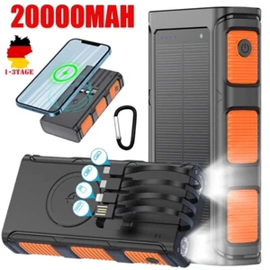 20000mAh Tragbares Ladegerät Solar Power Bank Wireless Charger für alle Handy - Bild 1 von 15