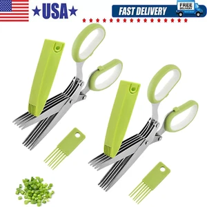 Herb Scissors Set with 5 Blades and Cover - Multipurpose Kitchen Chopping Shear - Picture 1 of 12