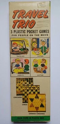 Vintage Travel Trio 3 Plastic Pocket Games Checkers, Chess Chinese Checker Game  - Image 1 of 3