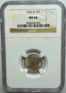 NGC 1946 D MS64 Roosevelt Silver Dime Full Torch 10c 3858558-009 - Picture 1 of 3