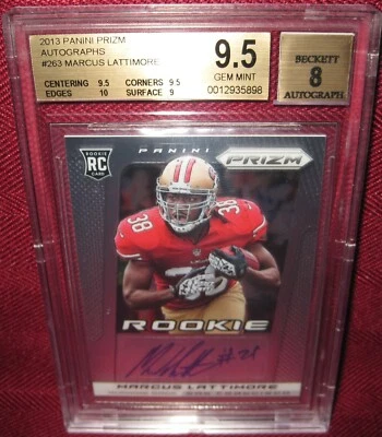 2013 PANINI PRIZM AUTOGRAPH #263 MARCUS LATTIMORE RC BGS 9.5 GEM MINT AUTO 8 - Image 1 of 3