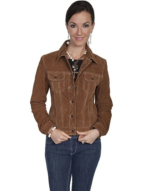 Scully L107-125-XXL Womens Suede Jean Jacket- Cafe Brown - 2X-Large - Image 1 of 1