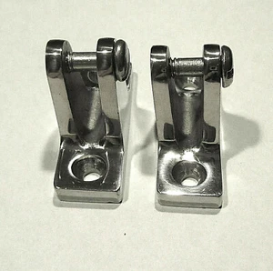 2 Stainless ANGLED DECK HINGES with PINS Bimini Boat Top - Picture 1 of 3